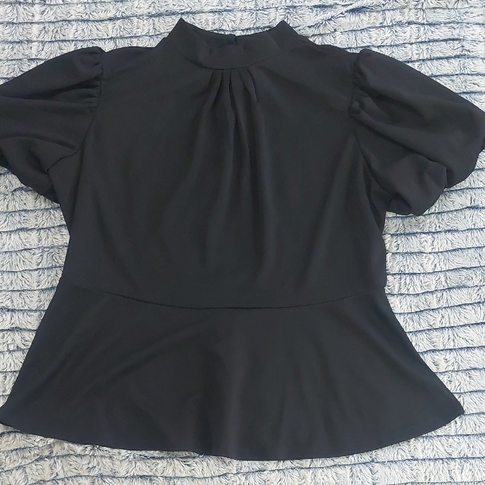 Nwt Ashley Stewart Black Peplum Top 22/24